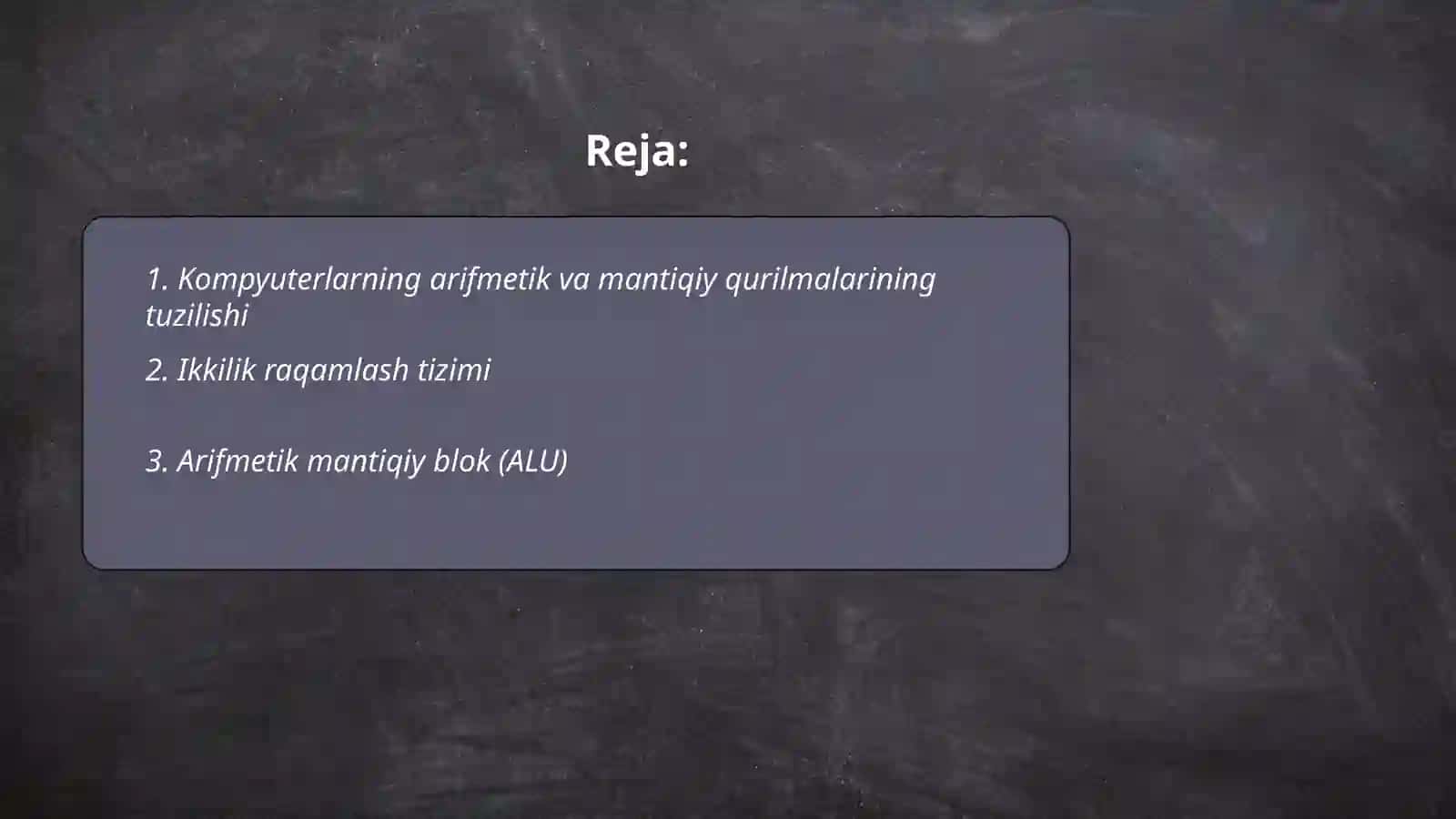 Kompyuterni tashkil etilishining arfmetik va mantiqiy asoslari 2