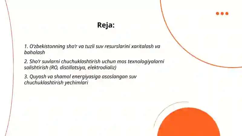 Shoʻr suvlarini chuchuklashtirish gʻoyasi 2