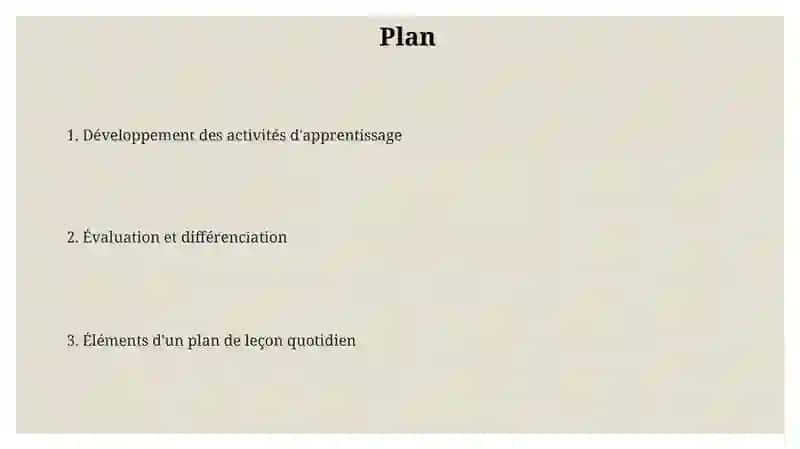 Élaborer un plan de leçon quotidien 2
