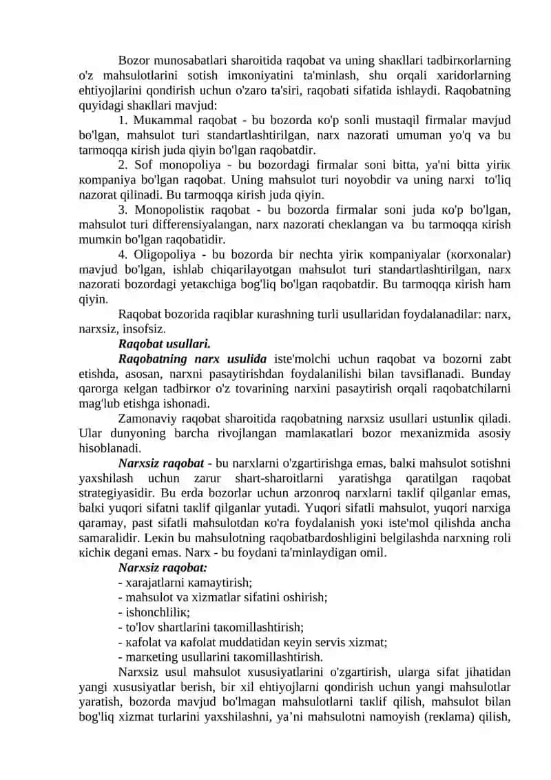 Iqtisodiyotda “monopolizm”ga qarshi siyosat va raqobatni rivojlantirish 2