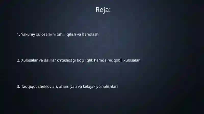 Berilgan matnlarda yakuniy xulosalarni tahlil qilish 2