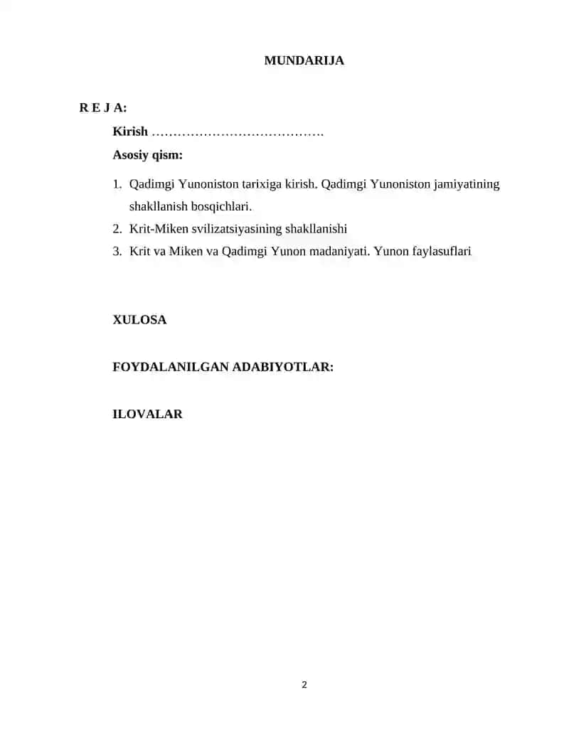 Qadimgi Yunoniston tarixiga kirish va Krit-Miken jamiyati 2