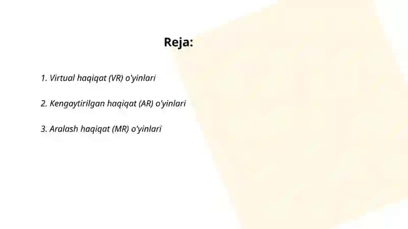 Virtual haqiqat (VR) o'yinlari 2
