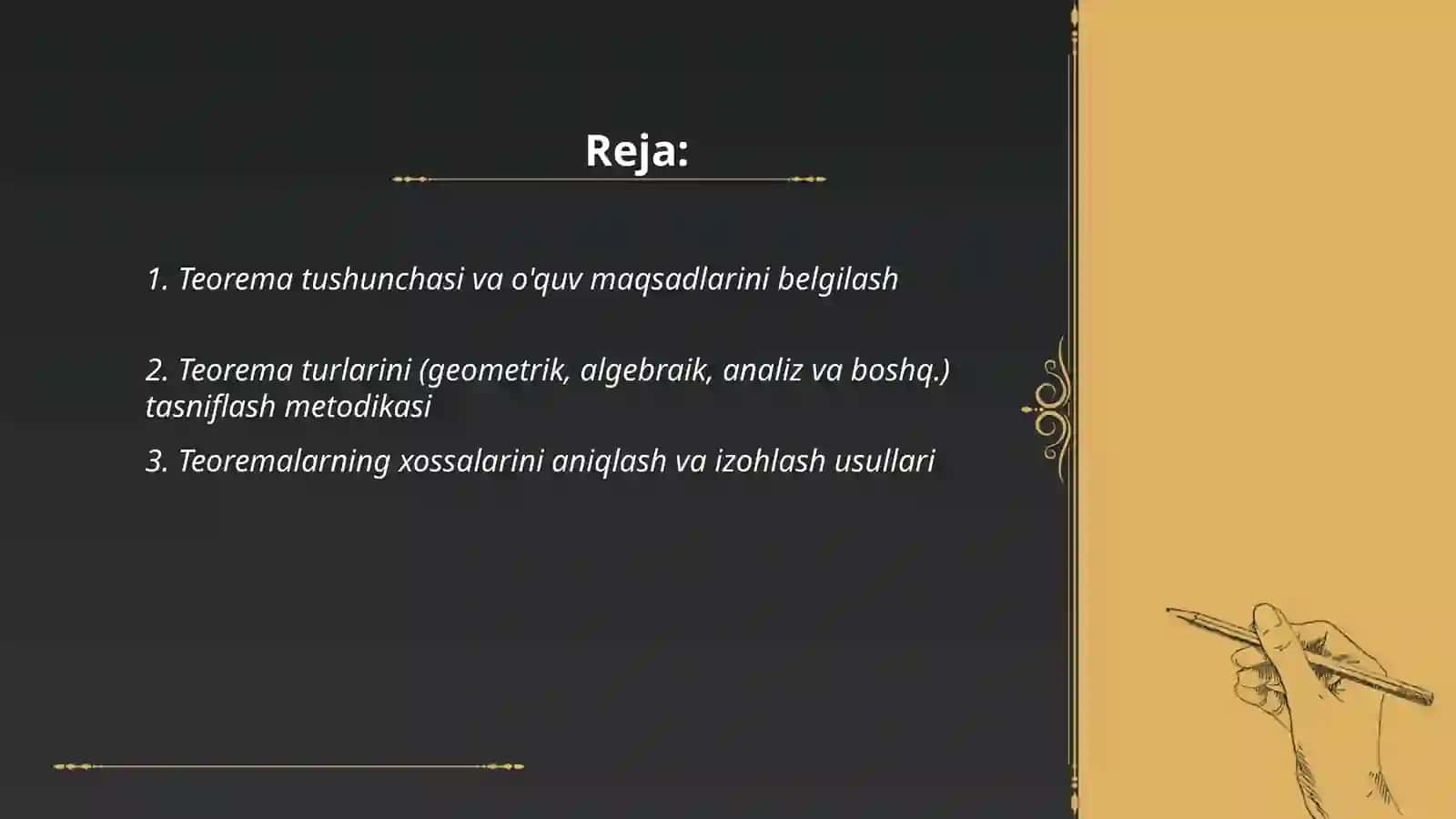 Teorema Teorema turlarini va xossalarini o'rganish metodikasi 2