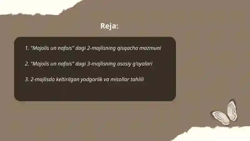 "Majolis un nafois" dagi 2-3-majlislar 2