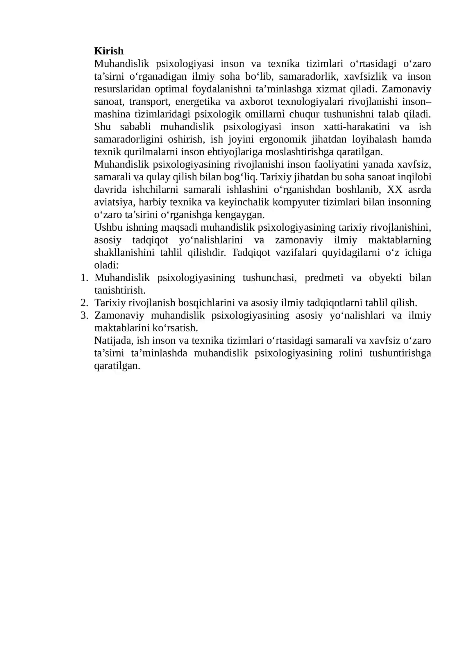 Muhandislik psixologiyasining rivojlanish tarixi 2