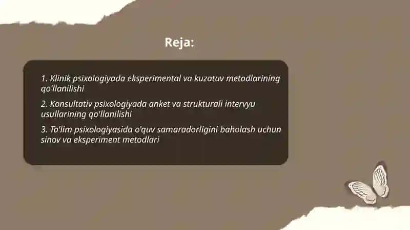 Zamonaviy psixologiya tarmoqlarida tadqiqot metodlarining qòllanilishi 2