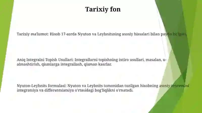 Aniq Integralni Topish Usullari. Nyuton-Leybnits Formulasi 2