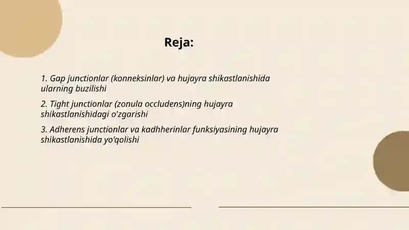 Hujayra shikastlanishida hujayralararo munosabatlarning buzilishlari 2