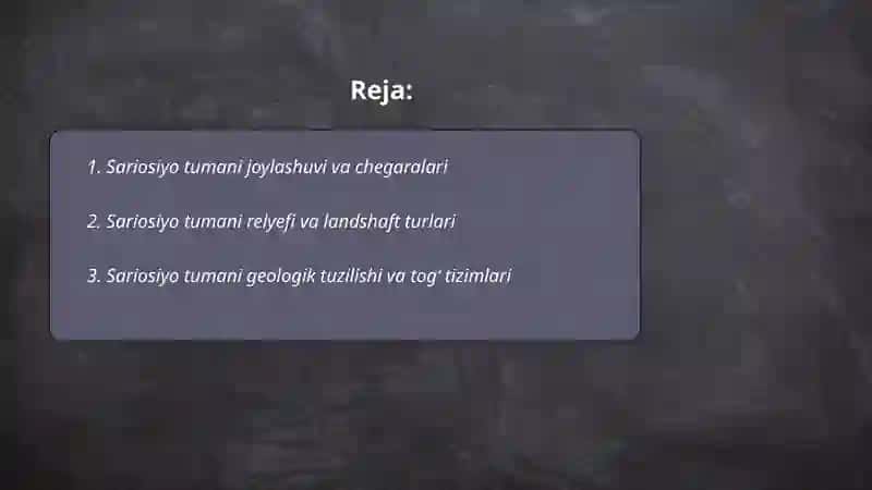 Sariosiyo tumani tabiiy geografiyasi 2