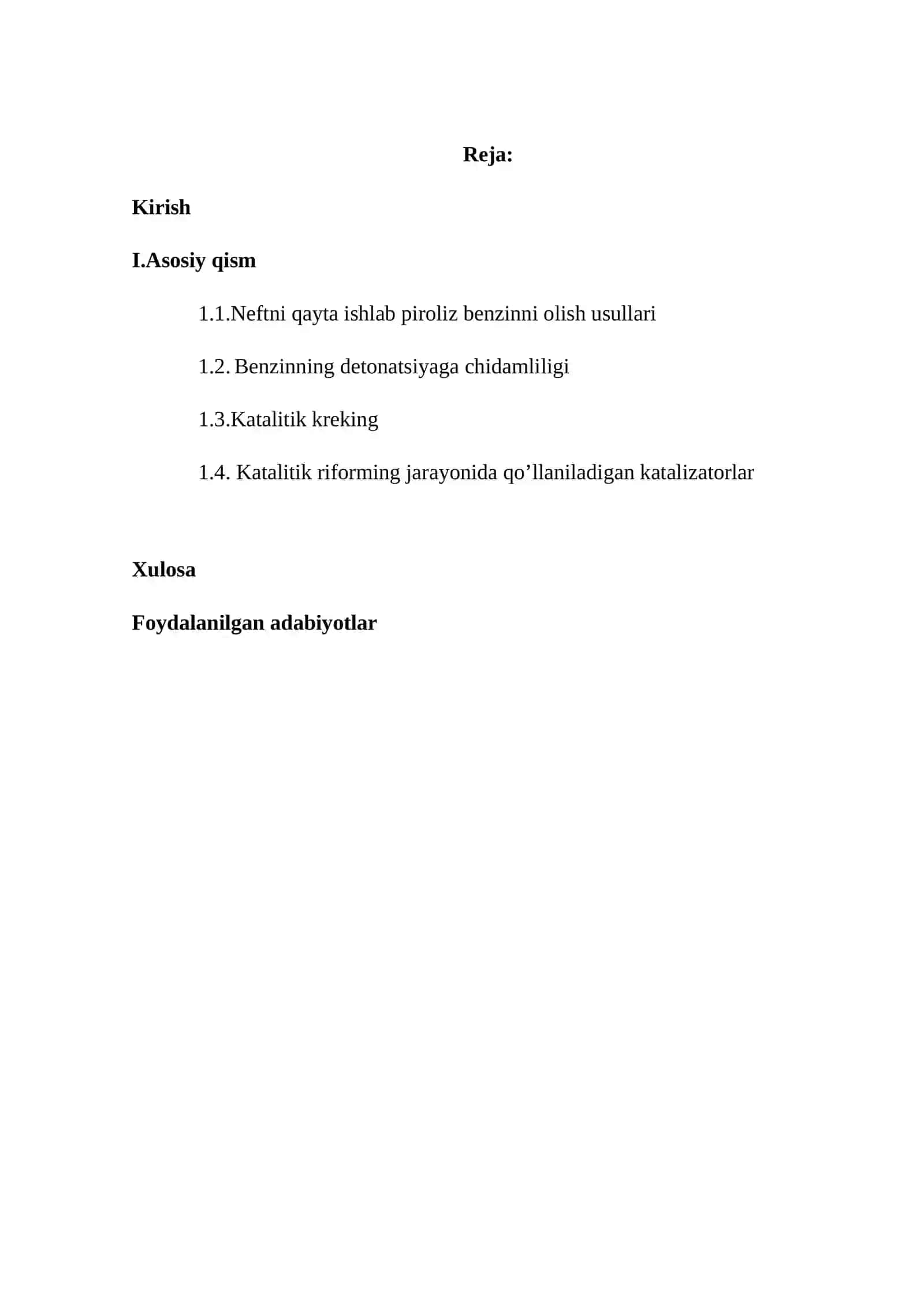 Piroliz benzinni olish kimyosi va texnologiyasi 2