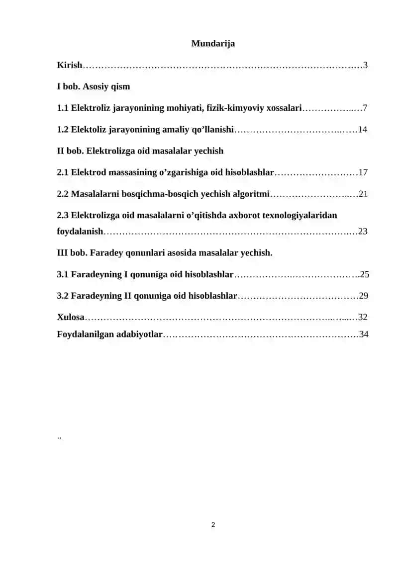 ELEKTROLIZGA OID MASALALAR YECHISH METODIKASI 2
