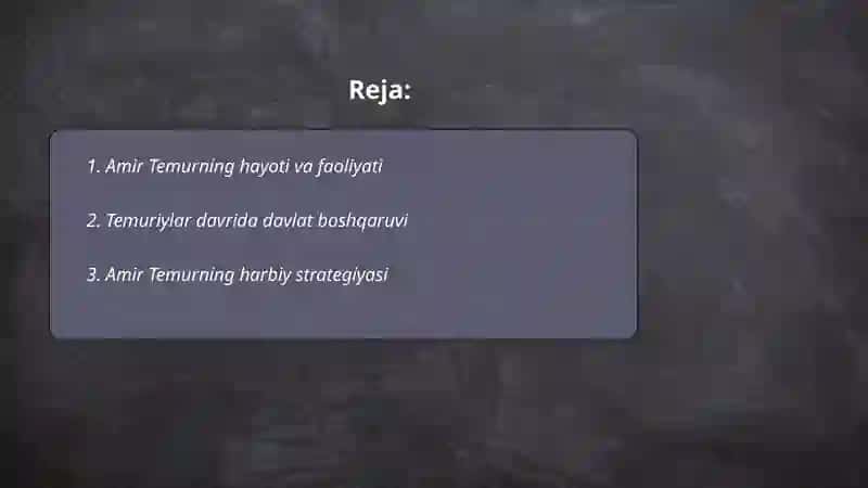 Amir Temur va Temuriylar davlati va huquqi 2