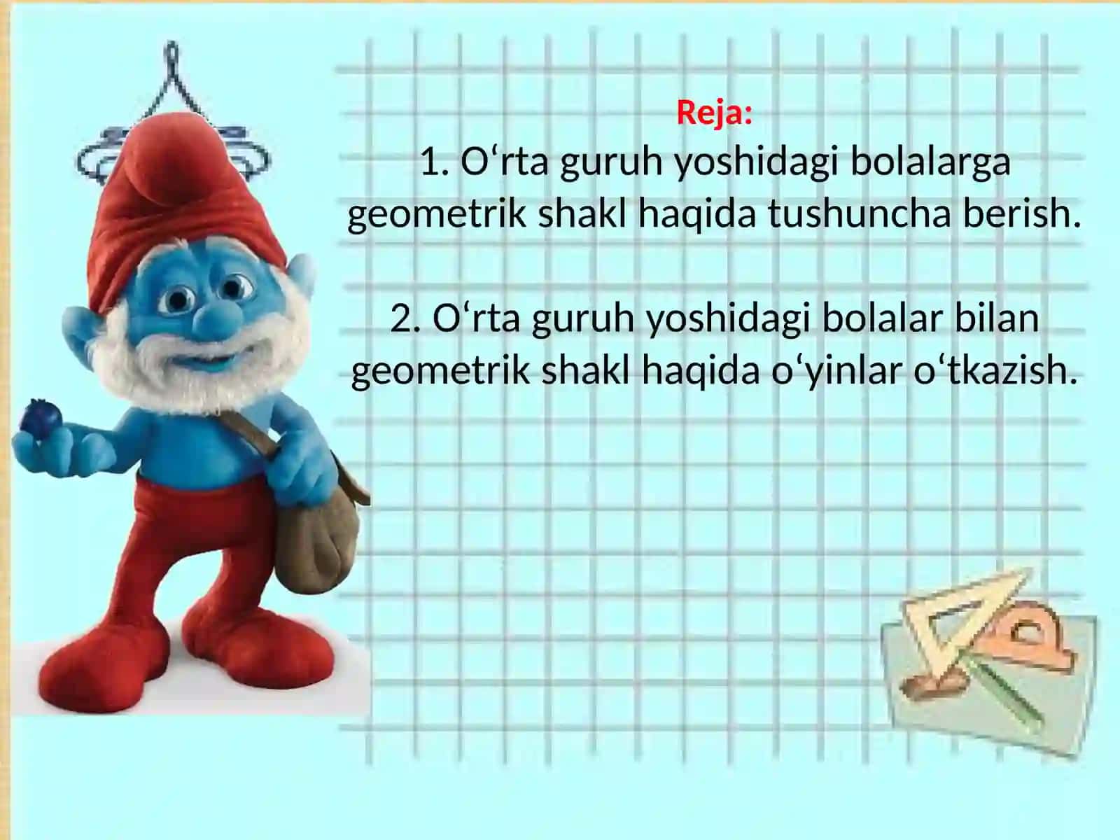 O`rtaguruh yoshidagi bolalarning geometrik shakl haqida tushunchalar 2