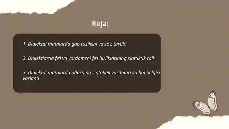 Dialektal matnlarning sintaktik tahlili 2