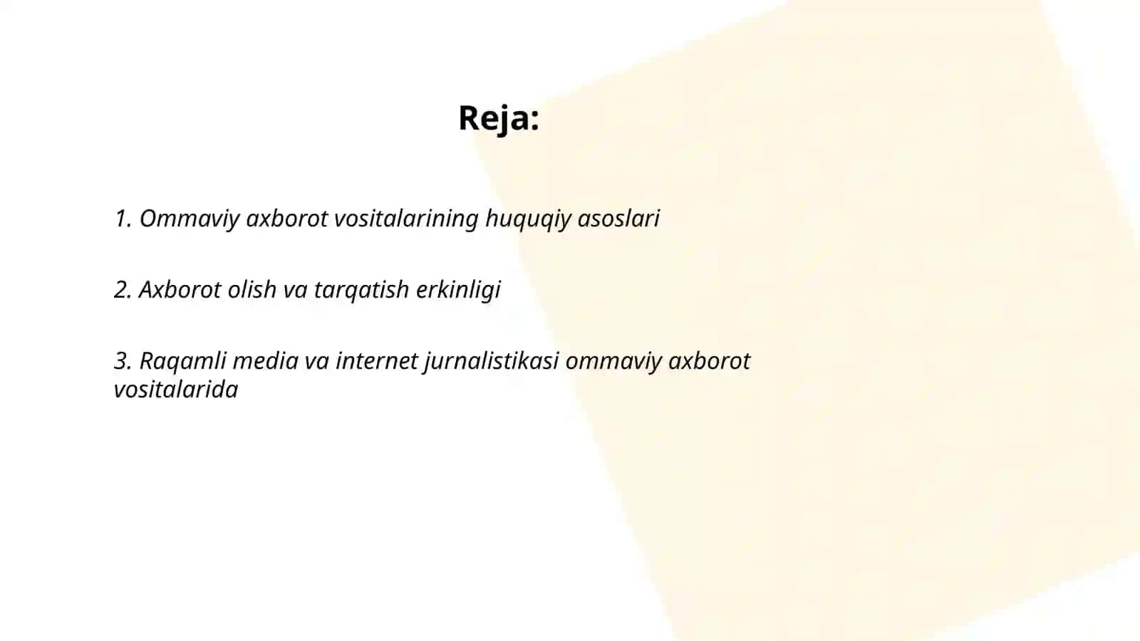 Ommaviy axborot vositalarining huquqiy asoslari 2