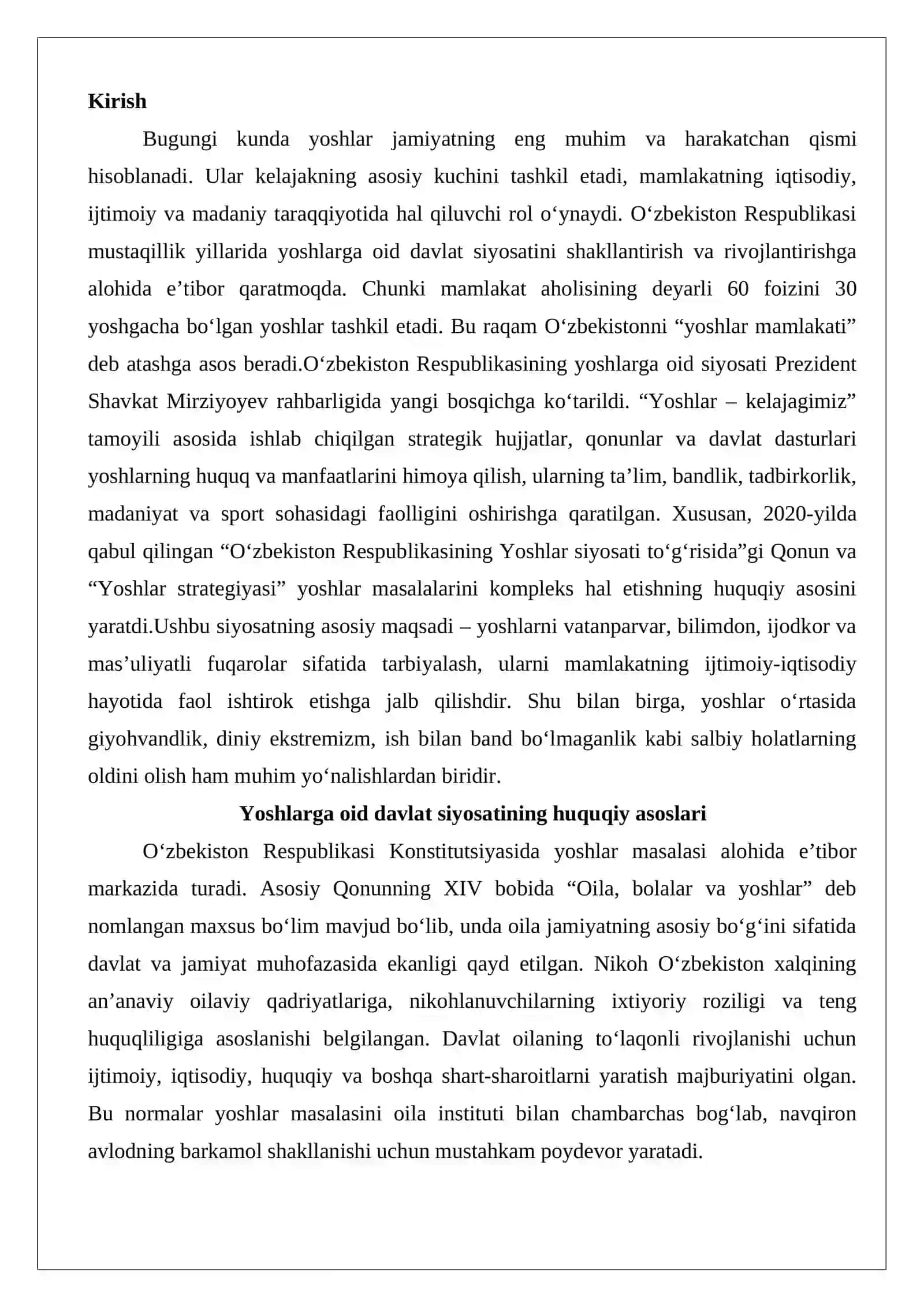 O‘zbekiston Respublikasining yoshlarga oid siyosati 2