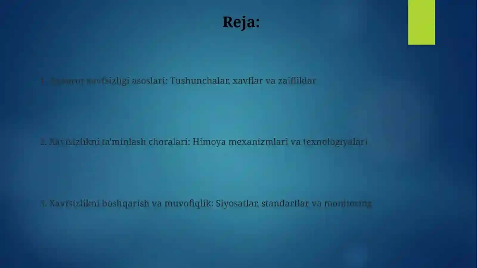 Axborot xavfsizligini taminlash 2