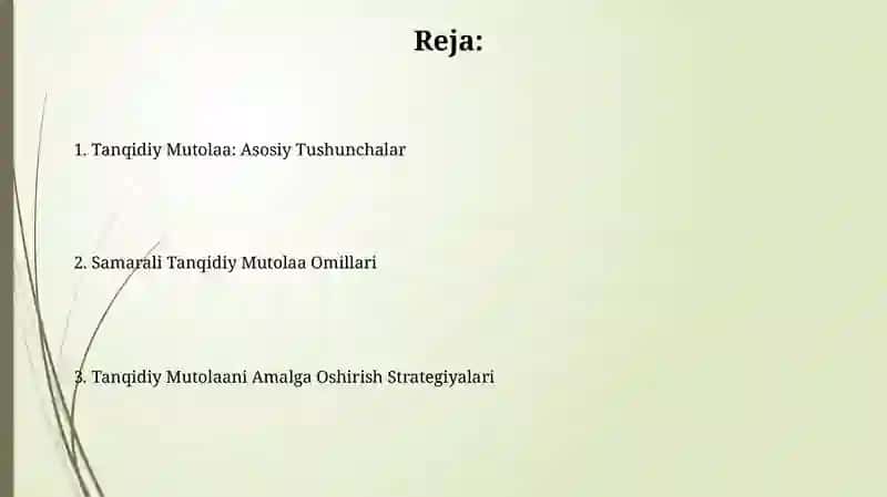 Tanqidiy oqish va samarali amalga oshirish omillari 2