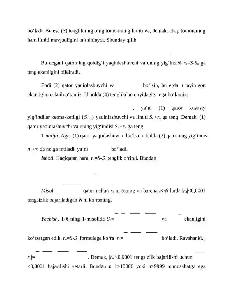 Qatorning qoldig‘i 2