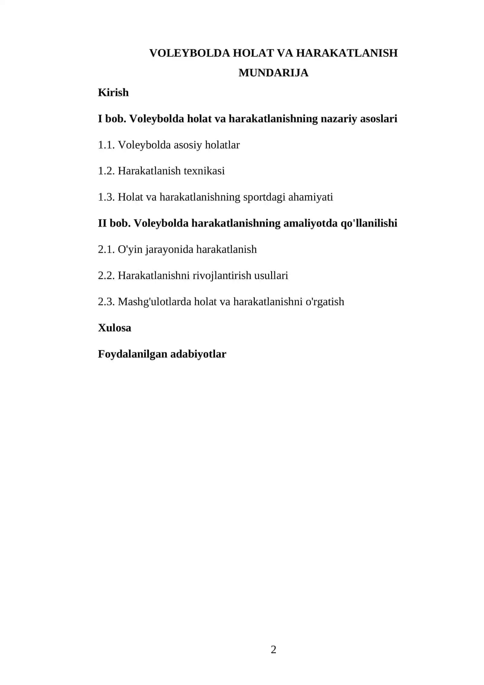 VOLEYBOLDA HOLAT VA HARAKATLANISH 2