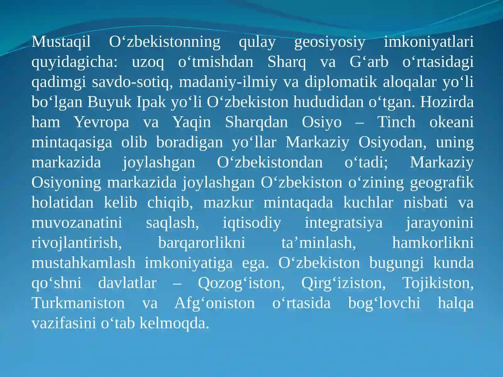 8-mavzu. O‘zbekiston va jahon hamjamiyati 2