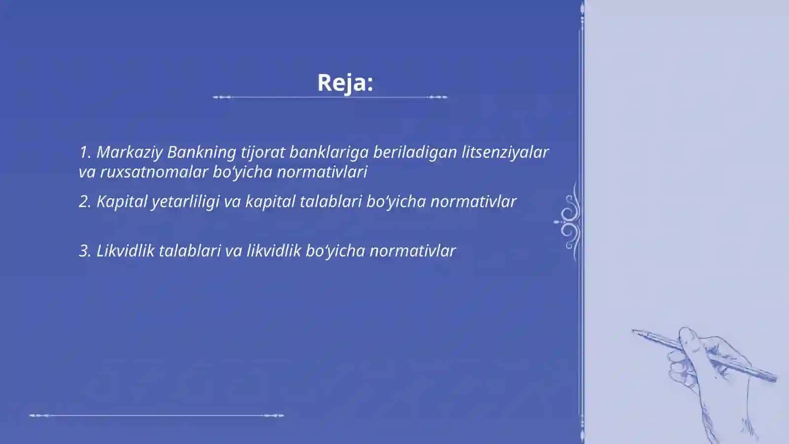 Markaziy Bank tomonidan tijorat banklari faoliyatini iqtisodit normativlar orqali tartibga solish 2