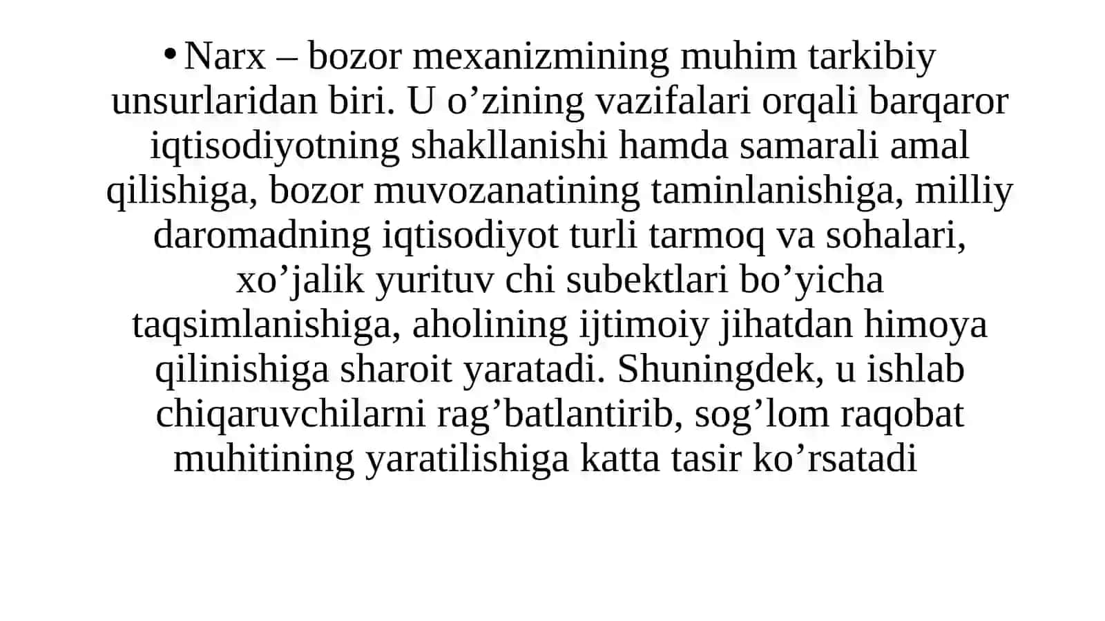 Narxning mohiyati va shakllanish xususiyatlari 2