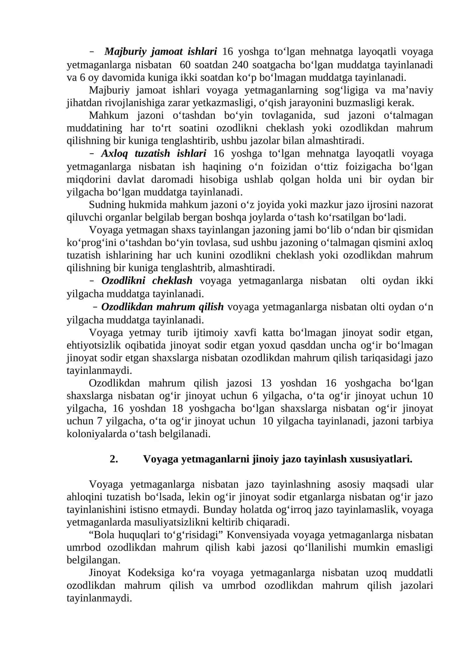 Voyaga yetmaganlar jinoiy javobgarligi 2