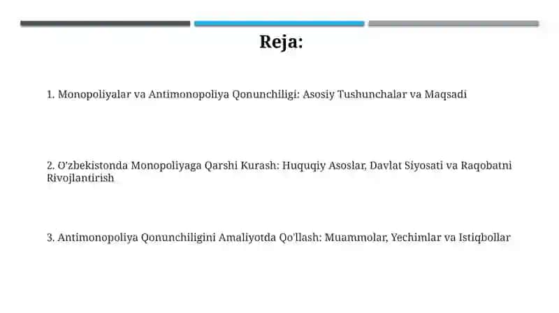 Monopoliyalar va Antimonopoliya Qonunchiligi 2