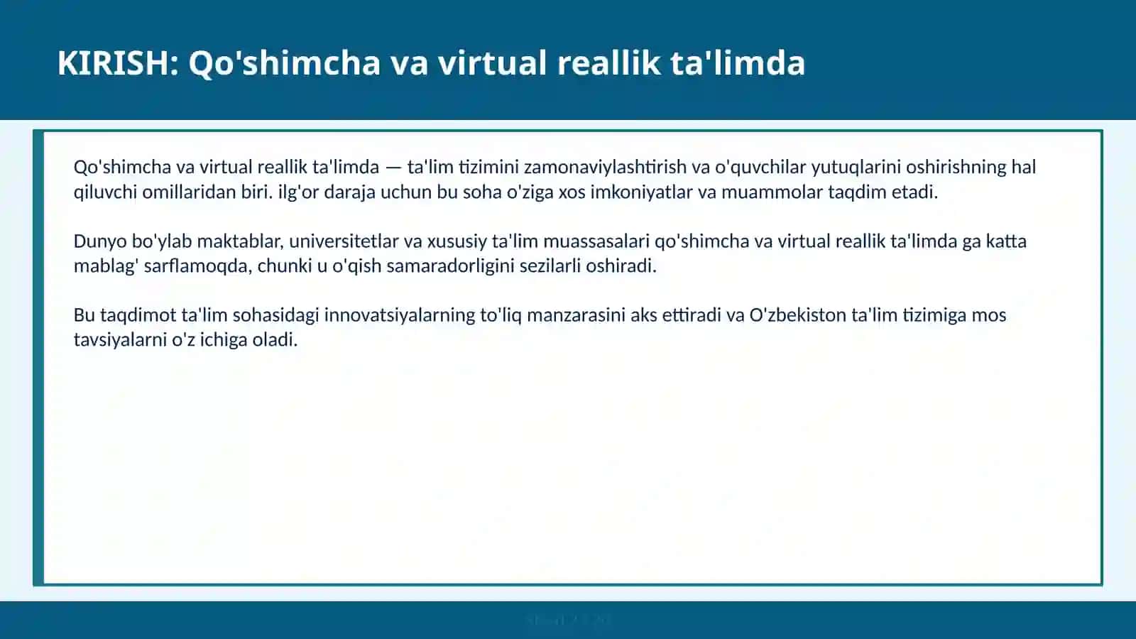 Qo'shimcha va virtual reallik ta'limda 2
