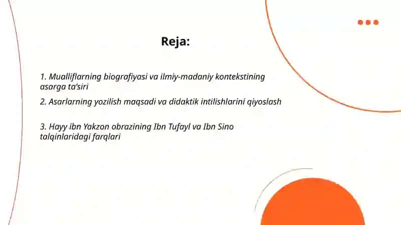 Ibn Tufayl va Ibn Sinoning "Xay ibn Yakzon " risolasini qiyosiy tahlil qilish 2