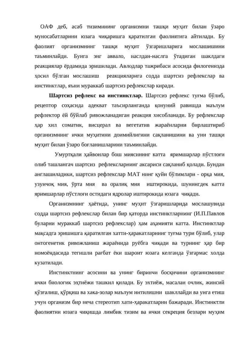 Олий асаб фаолияти физиологияси 2