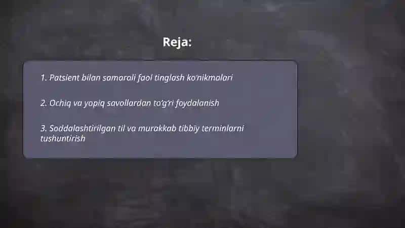 Patsient bilan verbal va noverbal muloqot koʻnikmalar 2