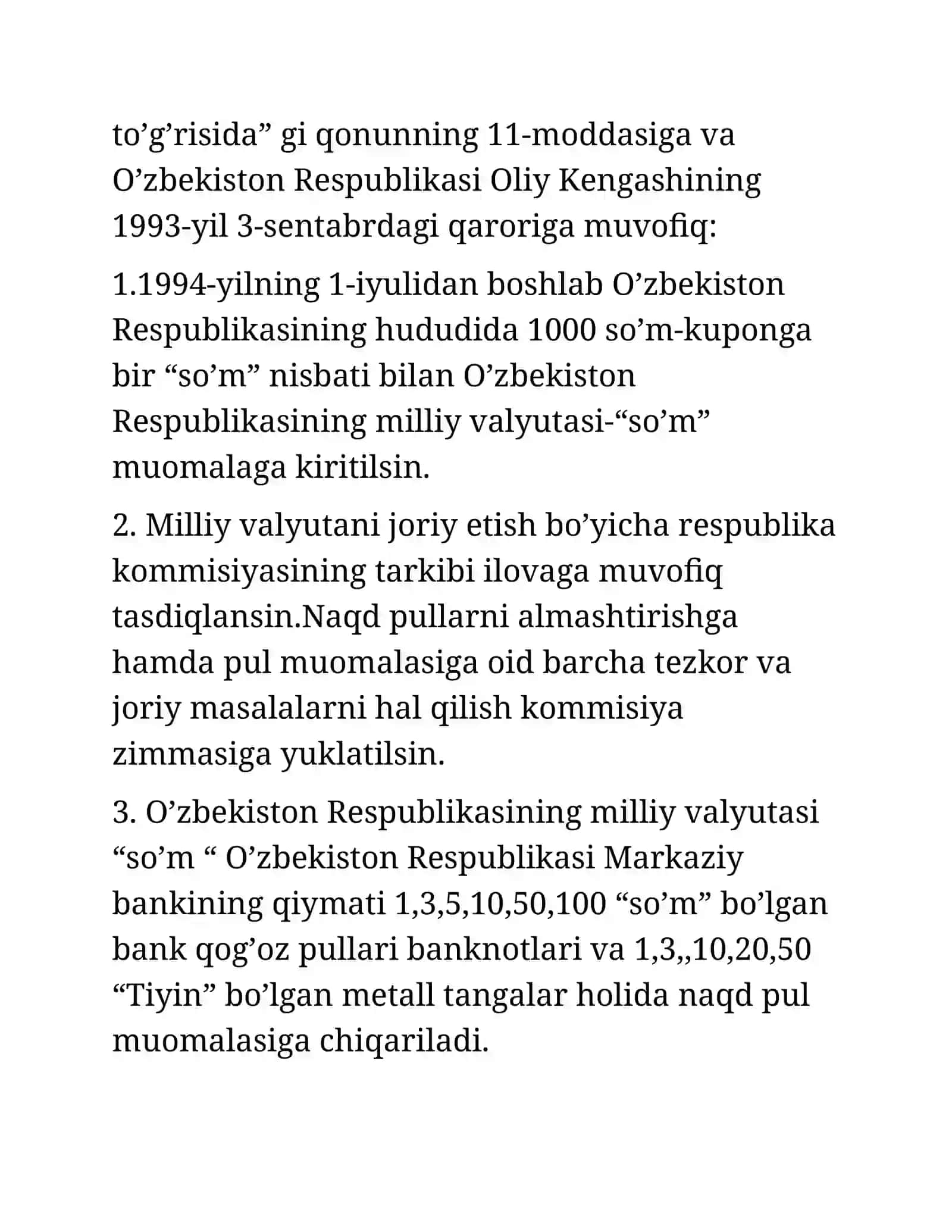 Milliy valyuta va uning ta'sis etilishi 2