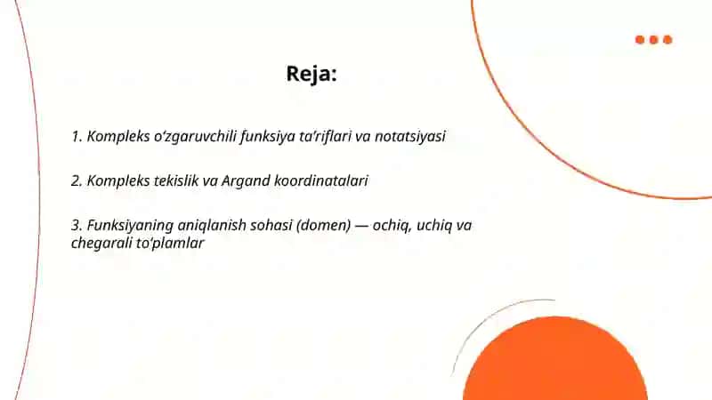 Kompleks o‘zgaruvchili funksiyalar 2