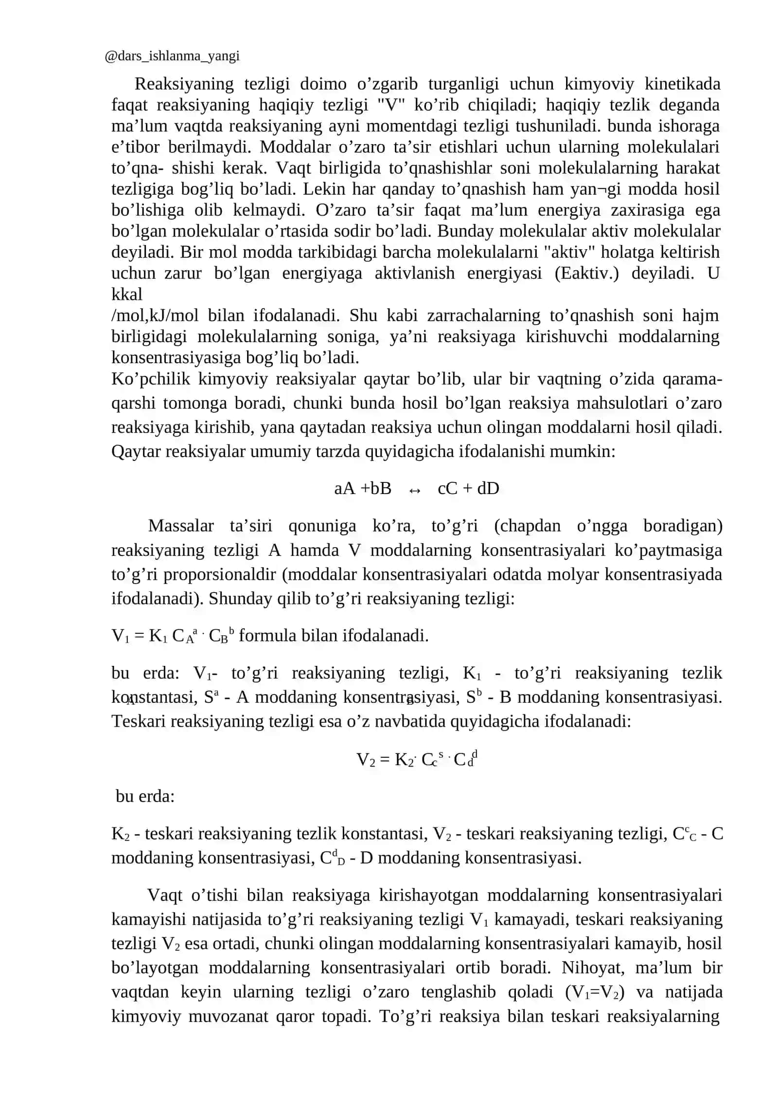 Kimyoviy kinetika va muvozanat 2