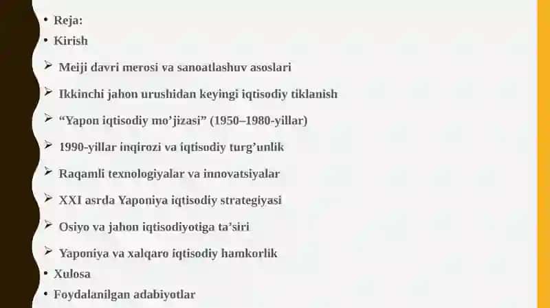 Yaponiyaning iqtisodiy modernizatsiyasi va texnologik rivoji 2