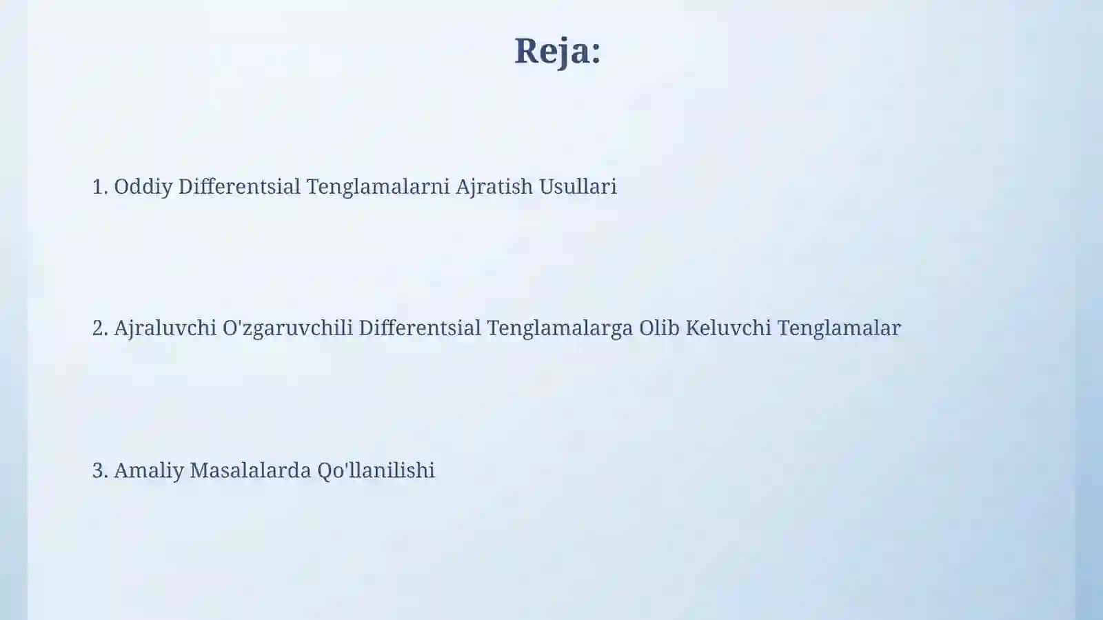Oddiy Differentsial Tenglamalarni Ajratish Usullari 2