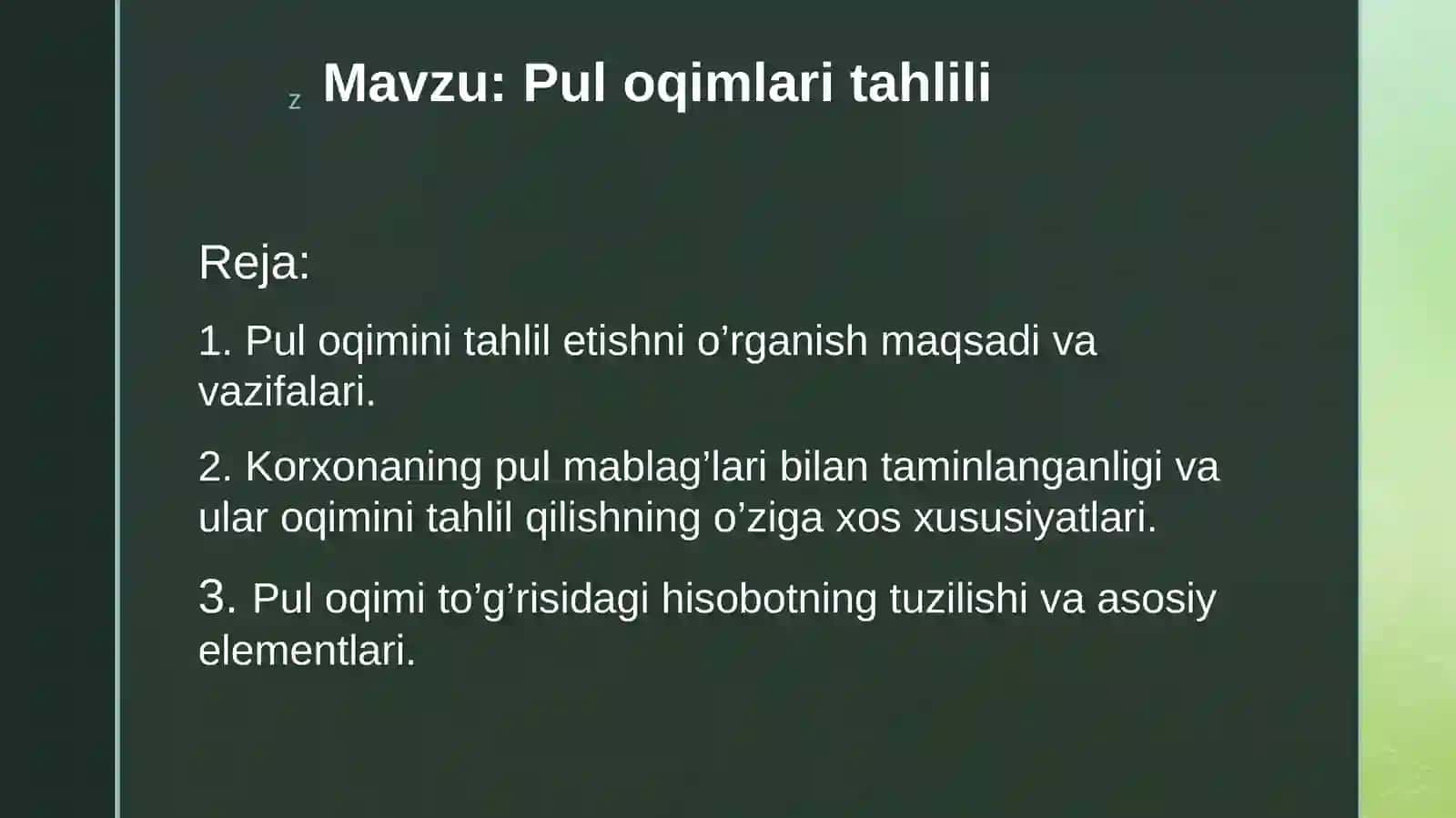 Pul oqimlari tahlili 2