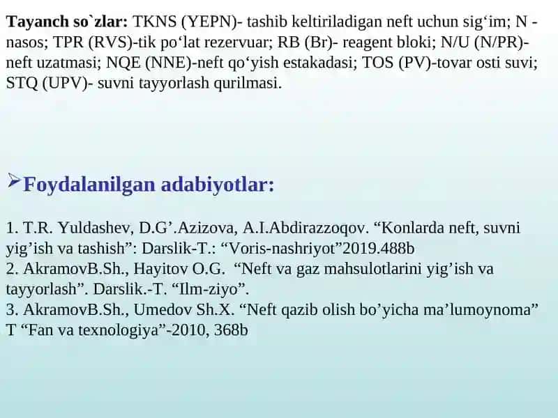 NEFT VA GAZ KONLARINI ISHLATISH JIHOZLASH LOYIHASI 2