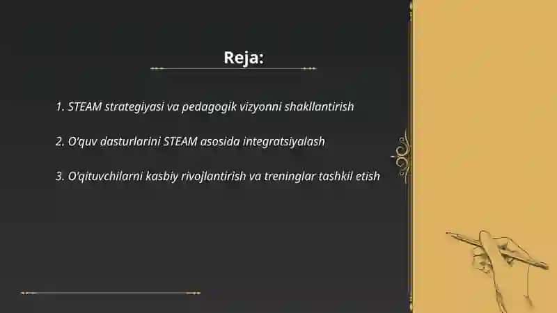 Umumiy pedagogikada STEAM talimini joriy etish uchun asosiy yònalishlar va amaliy qadamlar 2