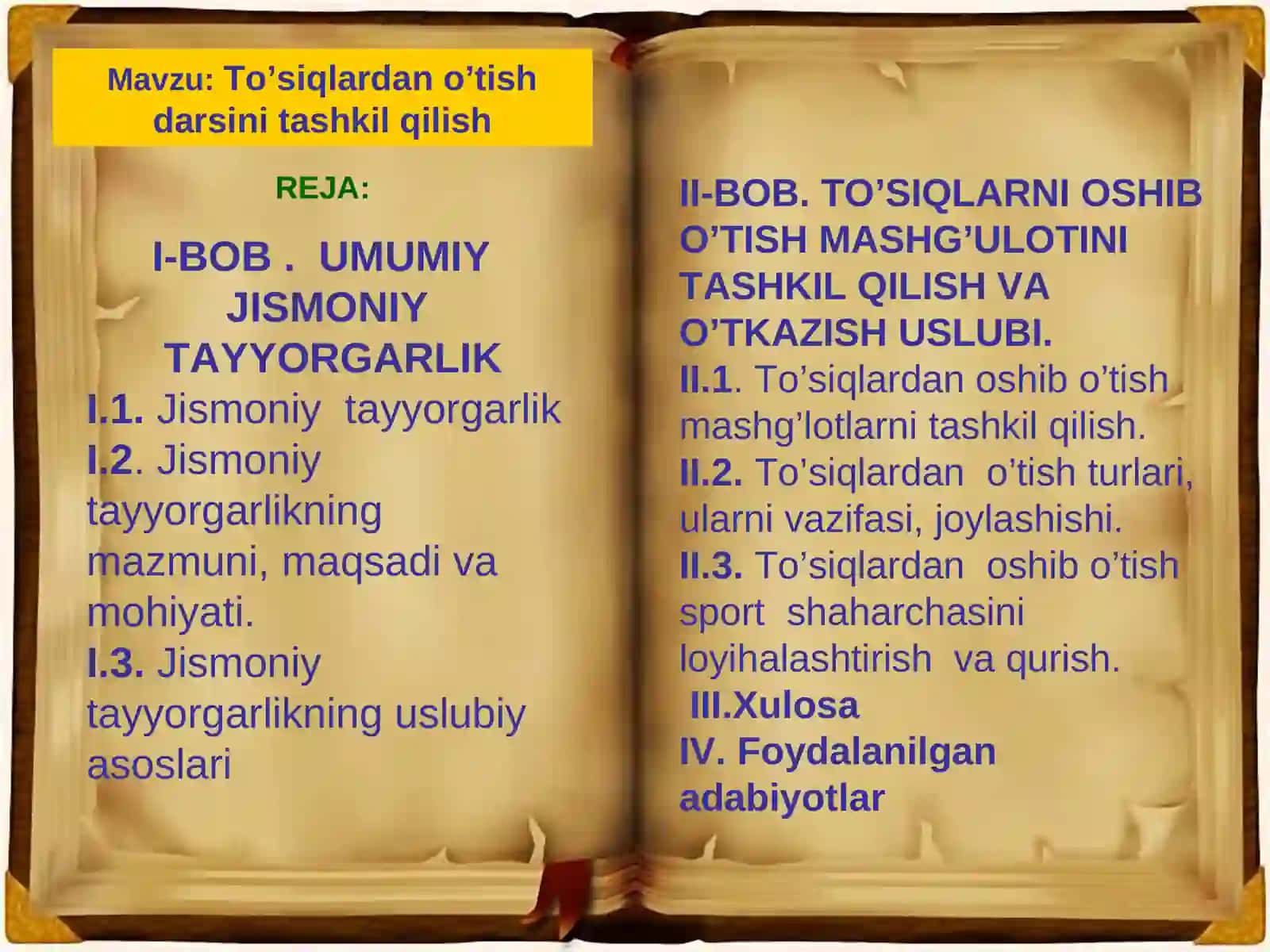 To’siqlardan o’tish darsini tashkil qilish 2
