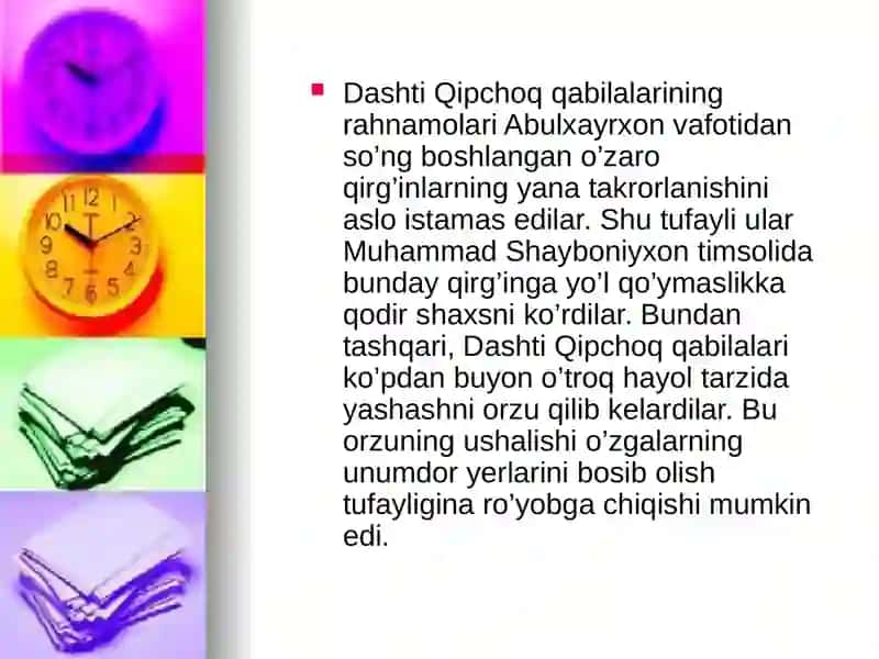 SHAYBONIY,ASHTARXONIY,MANĢIT SULOLASI HUKMDORLARINING QISQACHA TAVSIFI 2