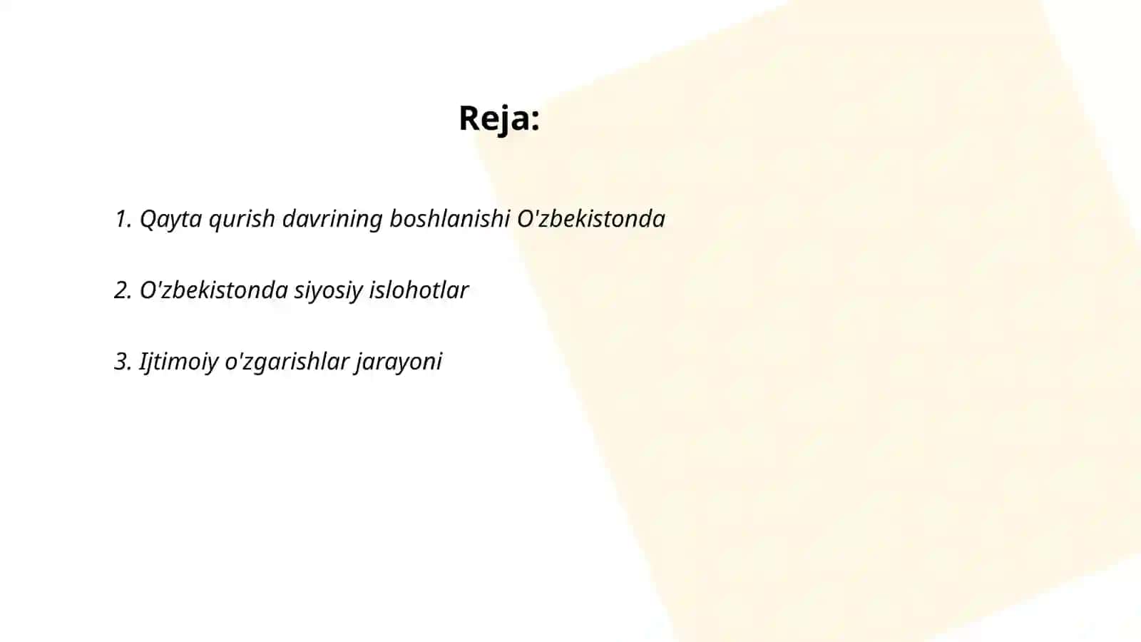 Qayta qurish yillarida O'zbekistondagi ijtimoiy-siyosiy vaziyat 2