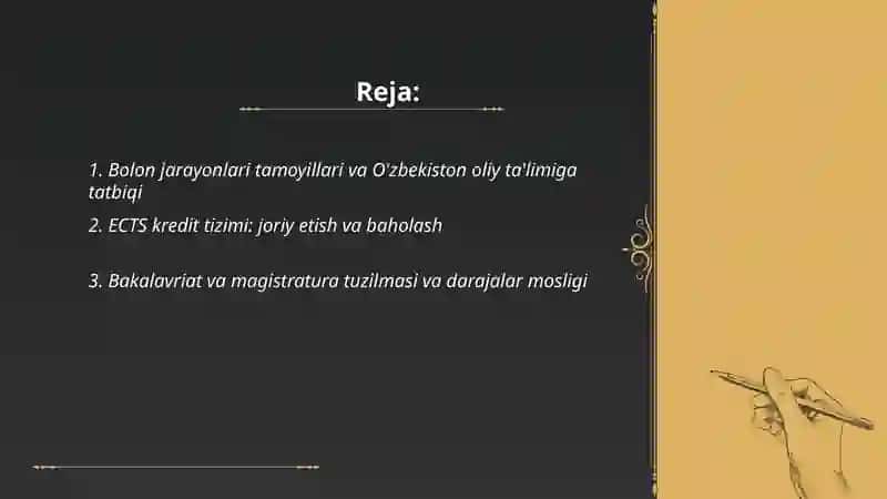 Bolon jarayonlari tamoyillari va O'zbekiston oliy ta'limiga tatbiqi 2
