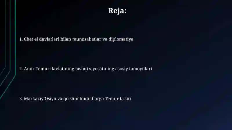 Amir Temurning tashqi siyosati 2