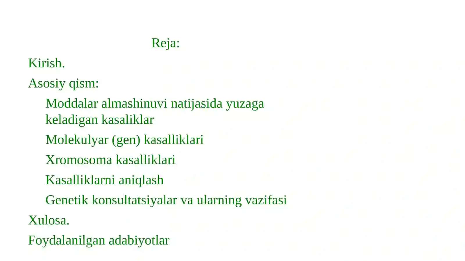 Odamlardagi gen va xromosoma kasalliklari 2