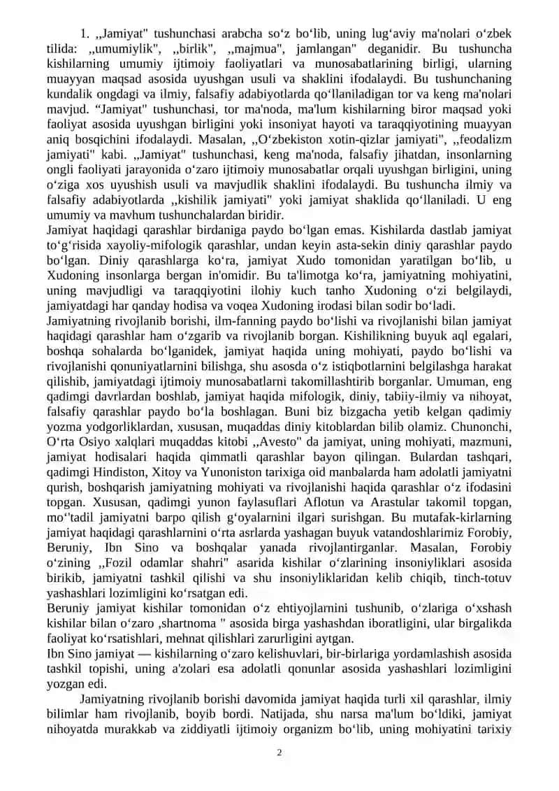 Jamiyat Falsafasi 2