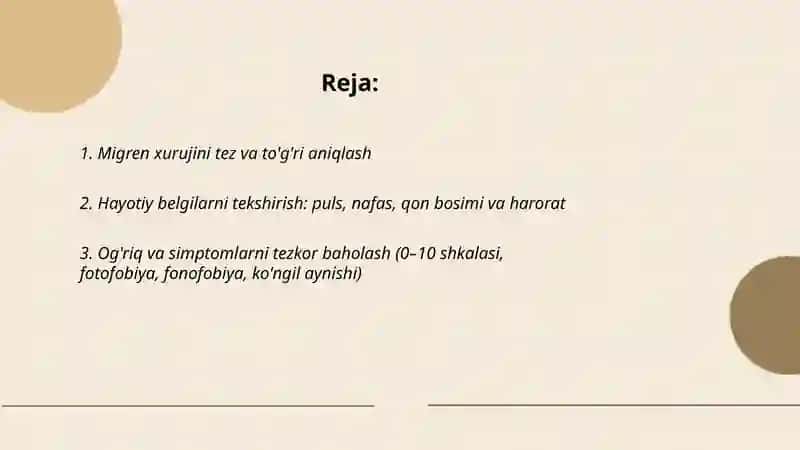 Migren xurujida shoshilinch yordam ko'rsatish 2
